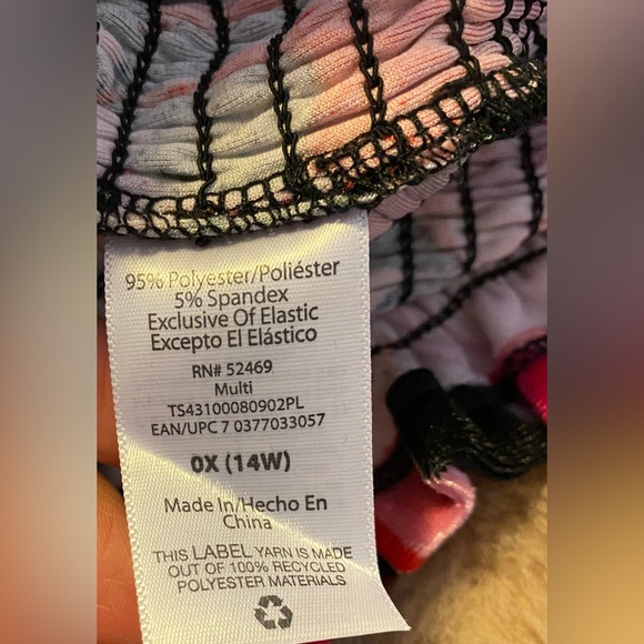 Terra & Sky pink, red, lavender & black velvet smocked top size 0x(14W) - Picture 8 of 10